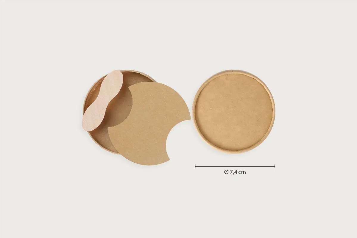 Papp-Deckel mit Holzlöffel, braun, Ø 7,4cm, Beidseitige PE-Beschichtung (1.000er Karton)